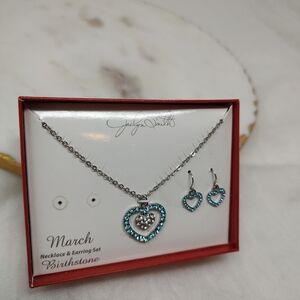Jaclyn Smith Silver and Blue Heart Jewelry Set